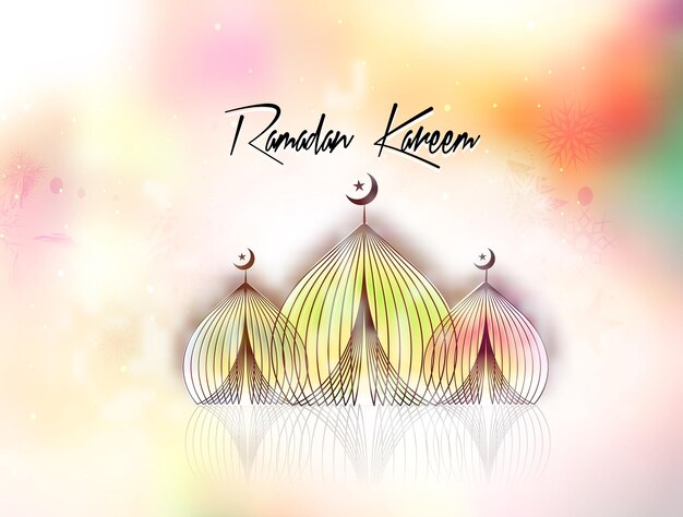 Eid al adha Mubarak Ramadan Kareem Texto Desenfoque de fondo Ilustración vectorial