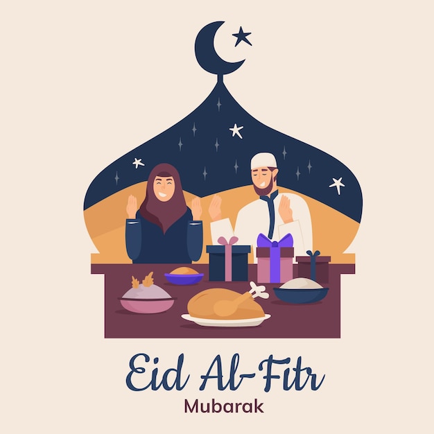 Vector gratuito eid al-fitr plano orgánico - ilustración de eid mubarak