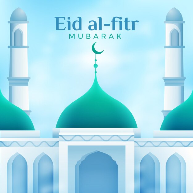 Eid al-fitr realista - ilustración de hari raya aidilfitri