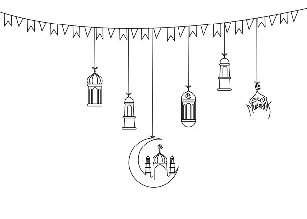 Eid alfitr Eid Mubarak Decorativo Festival Elemento Vector ilustración