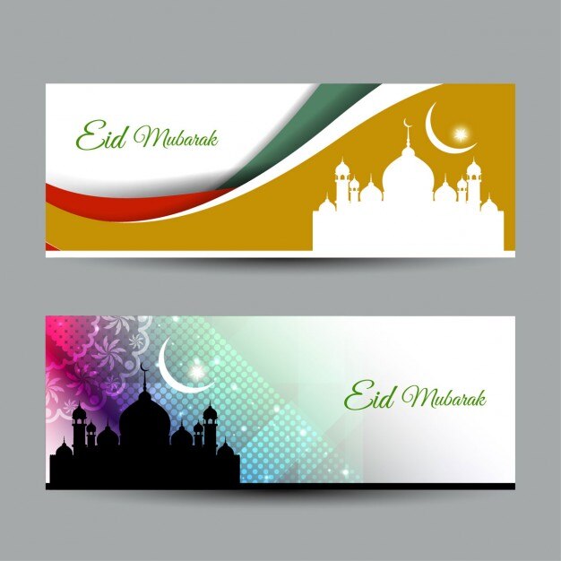 Eid mubarak banderas de colores