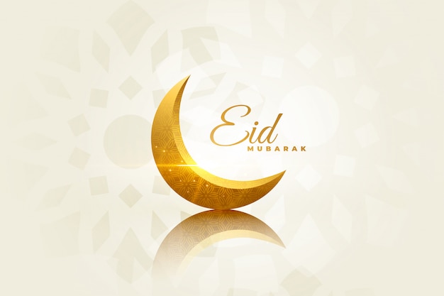 Eid mubarak hermoso saludo con luna decorativa