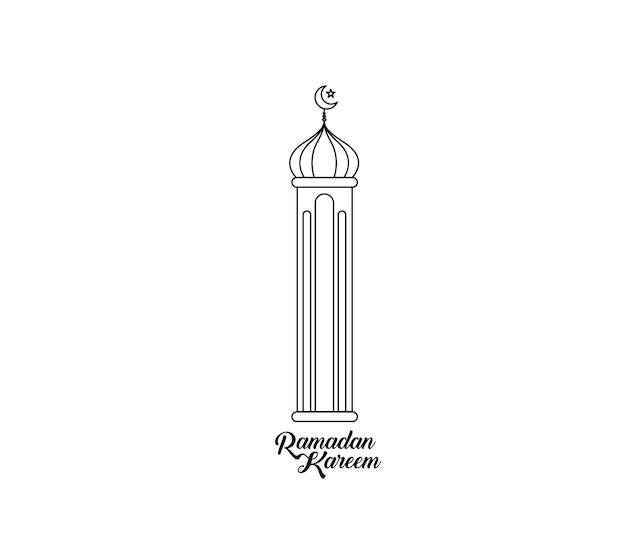 Eid Mubarak Ramadan Kareem Texto con lámpara Vector ilustración