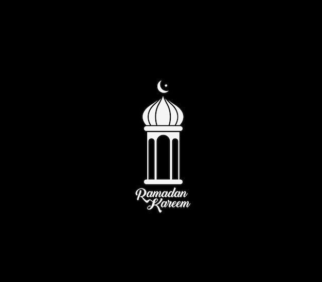 Eid Mubarak Ramadan Kareem Texto con lámpara Vector ilustración