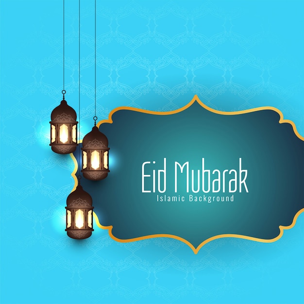 Eid mubarak religiosa elegante fondo azul