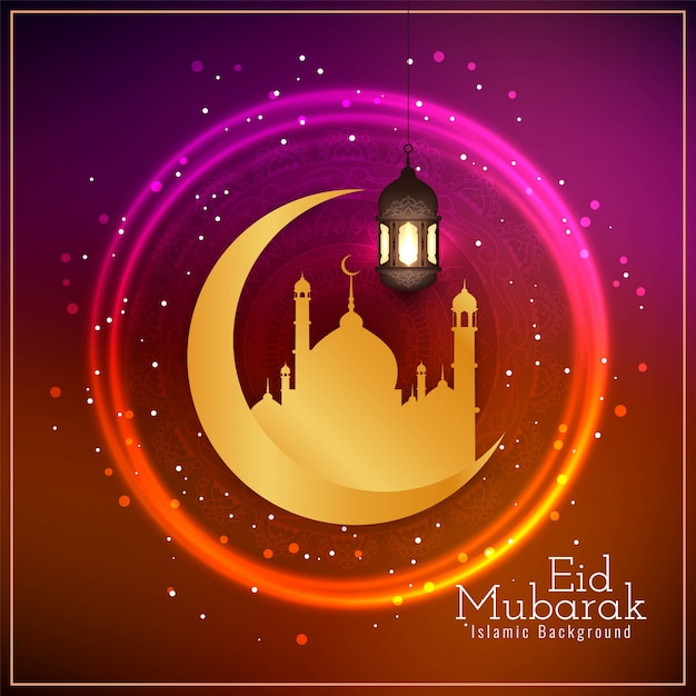Eid Mubarak saludo religioso brillante