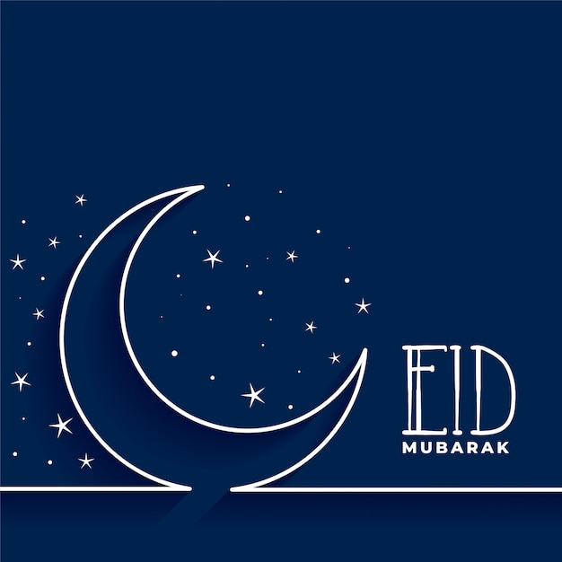 Eid mubatak luna y estrella tarjeta de felicitación