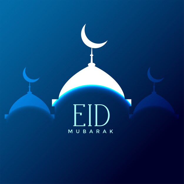 eid silueta de la mezquita de Mubarak sobre fondo azul