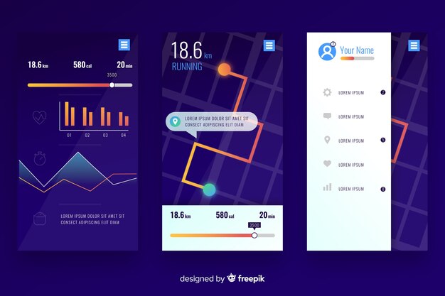 Ejecutando aplicación móvil infografía de diseño plano.
