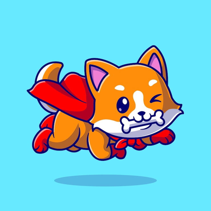 Vector gratuito ejemplo lindo del icono del vector de la historieta del hueso de la mordedura del superhéroe del perro corgi. concepto de icono de naturaleza animal aislado vector premium. estilo de dibujos animados plana