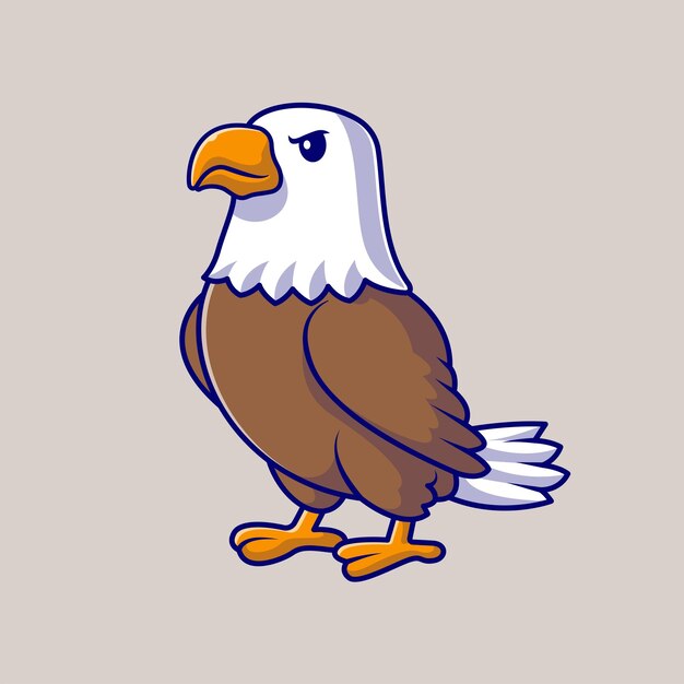 Ejemplo lindo del icono del vector de la historieta del pájaro del águila. Concepto De Icono De Naturaleza Animal Aislado Vector Premium