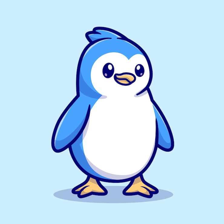 Vector gratuito ejemplo lindo del icono del vector de la historieta del pingüino del bebé. concepto de icono de naturaleza animal aislado vector premium. estilo de dibujos animados plana