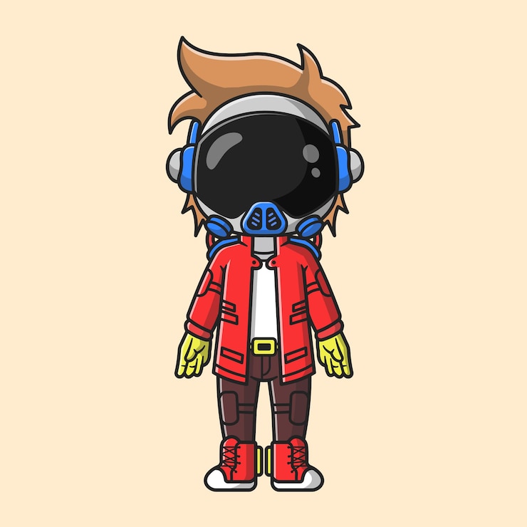 Vector gratuito ejemplo lindo del icono del vector de la historieta del punk del astronauta. concepto de icono de moda de tecnología aislado vector premium. estilo de dibujos animados plana