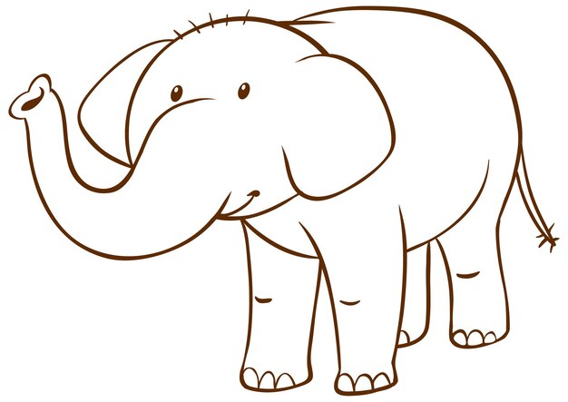 Elefante en estilo simple de garabato sobre fondo blanco