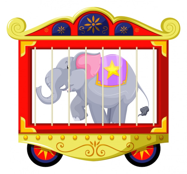 Vector gratuito elefante gris en la jaula del circo