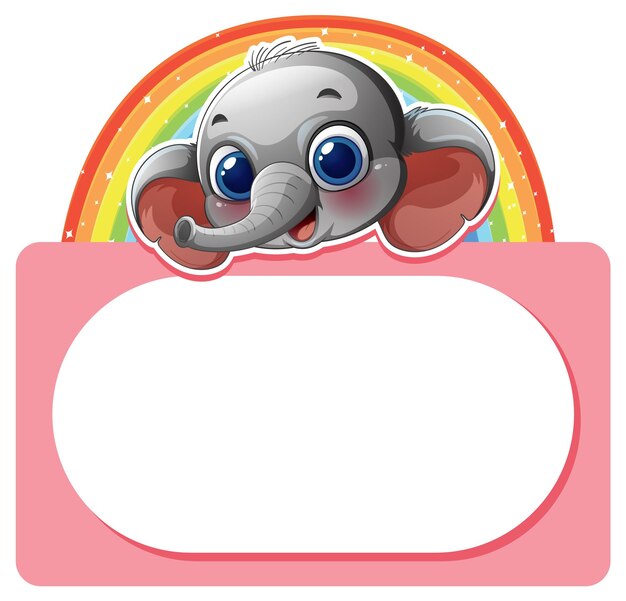 Elefante lindo con el marco del arco iris