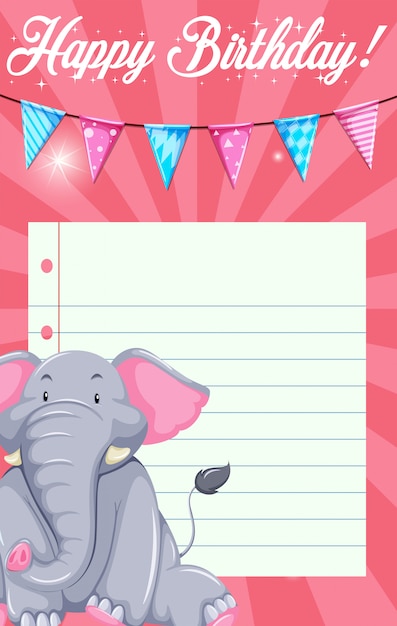 Vector gratuito elefante en plantilla de tarjeta