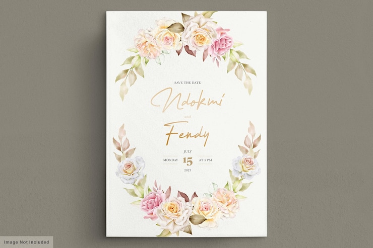 Vector gratuito elegante acuarela flores con hermosas hojas tarjeta de invitación
