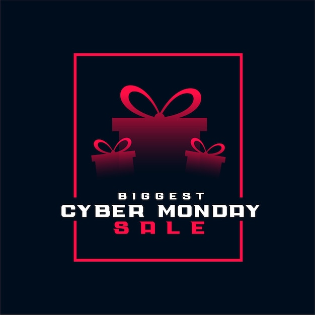 Vector gratuito elegante banner de caja de regalo de venta cyber monday más grande