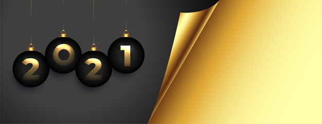 Elegante banner dorado feliz año nuevo