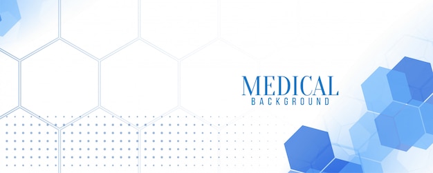 Vector gratuito elegante banner hexagonal azul médico