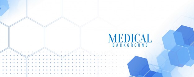 Elegante banner hexagonal azul médico