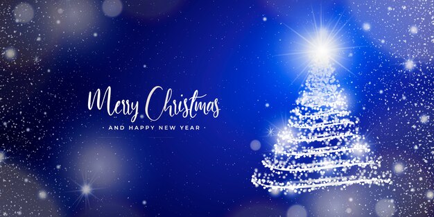 Elegante banner navideño con luces borrosas