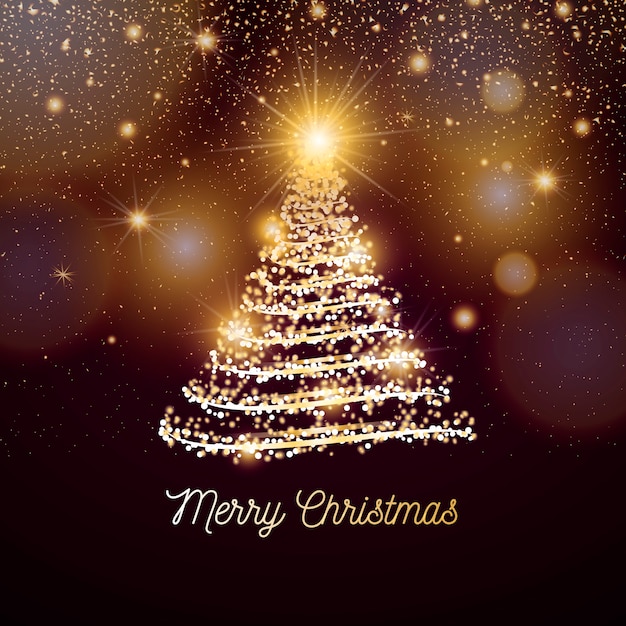 Elegante banner navideño con luces doradas