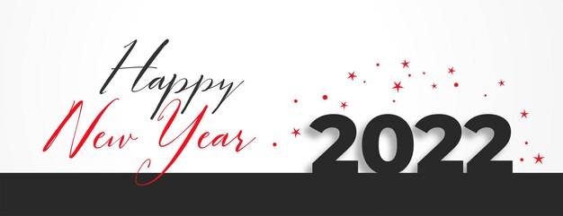 Elegante banner plano feliz año nuevo 2022