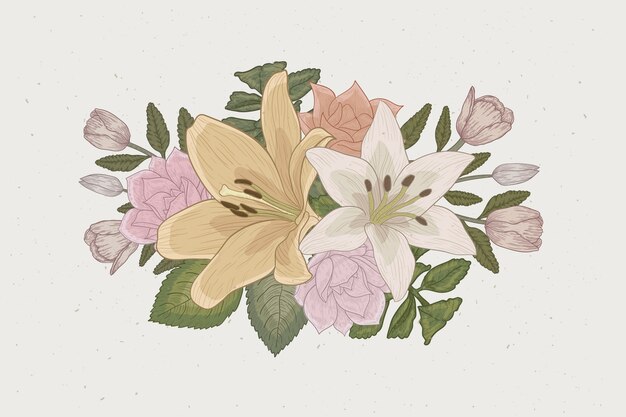 Elegante bouquet floral en diseño vintage