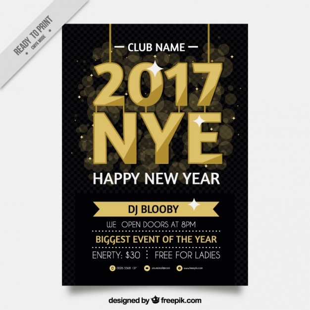 Elegante cartel dorado de fiesta de fin de año