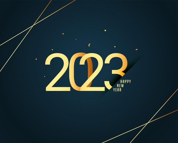 Elegante cartel de invitación de feliz año nuevo con ilustración de vector de diseño de letras doradas 2023