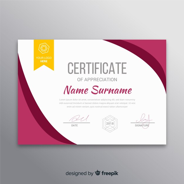 Elegante certificado con decorados azules