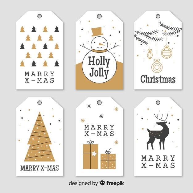 Elegante colección de etiquetas de navidad en forma de árbol