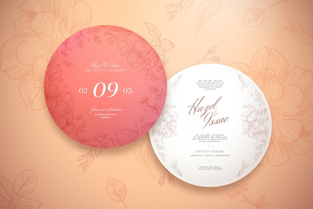 Elegante colección de invitaciones de boda redondas