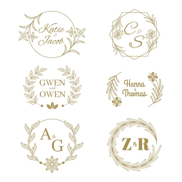 Elegante colección de logotipos de boda