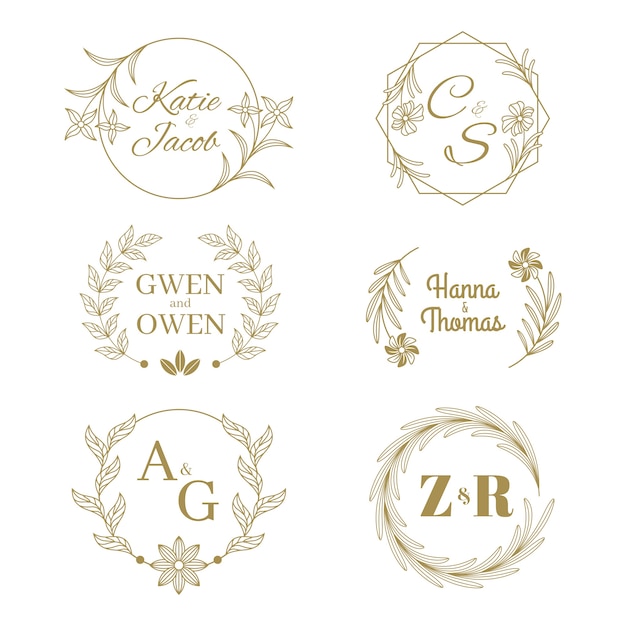 Elegante colección de logotipos de boda