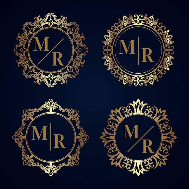Vector gratuito elegante colección de monogramas de boda