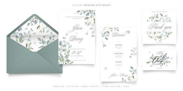 Vector gratuito elegante colección de papelería para bodas