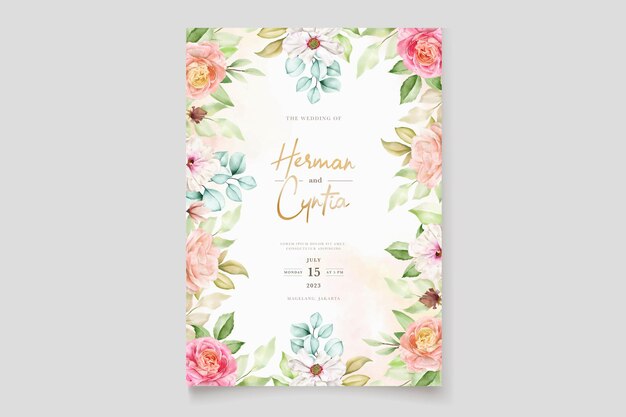 elegante y colorido conjunto de tarjetas de invitación de boda floral