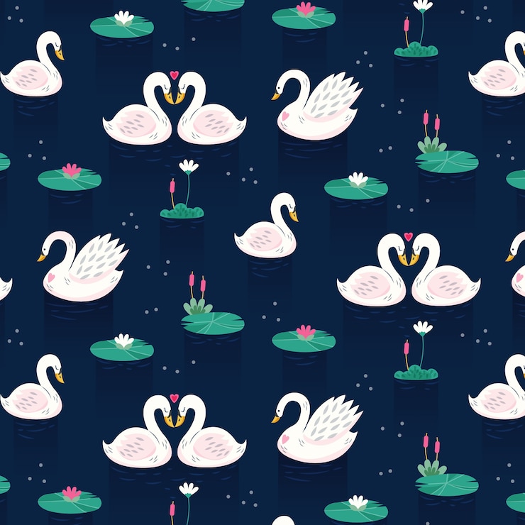 Vector gratuito elegante concepto de colección de patrones de cisne