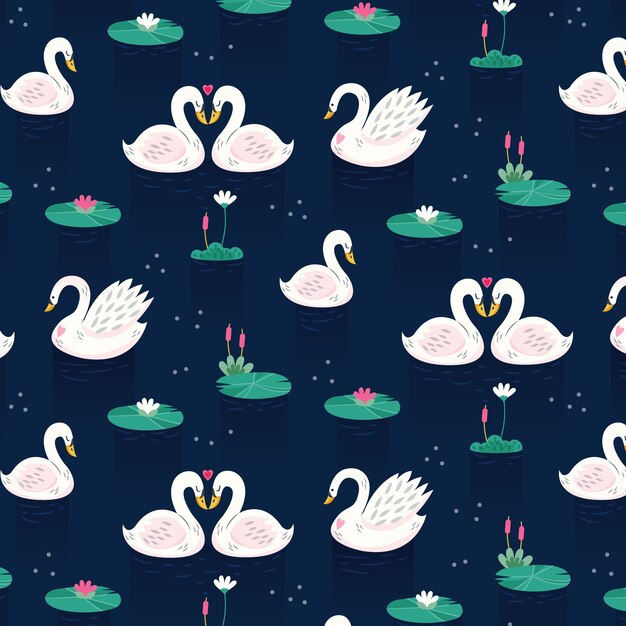 Elegante concepto de colección de patrones de cisne