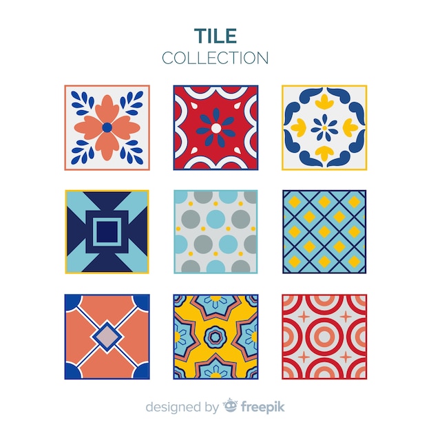 Vector gratuito elegante conjunto de azulejos