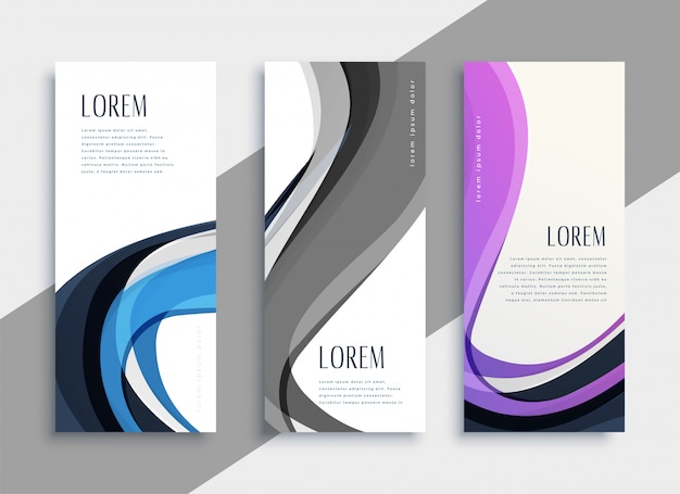 Elegante conjunto de banner abstracto ondulado