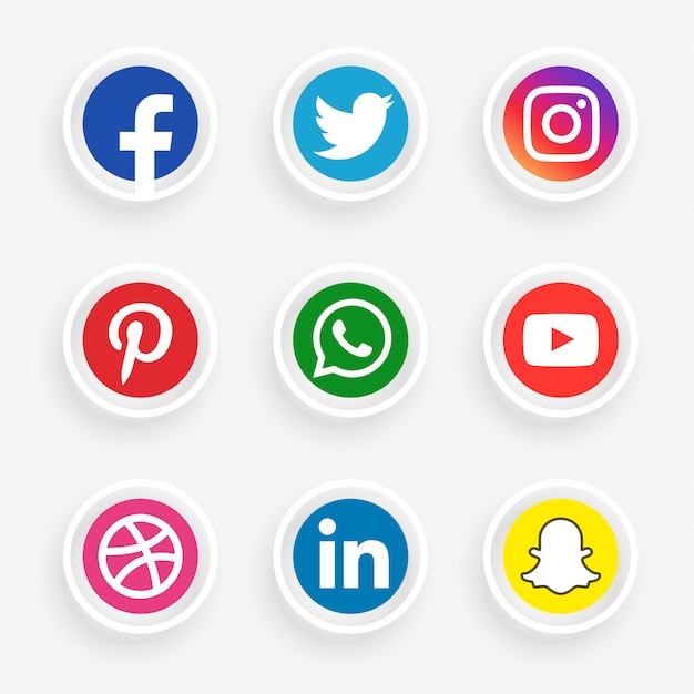 Elegante conjunto de logotipo de redes sociales
