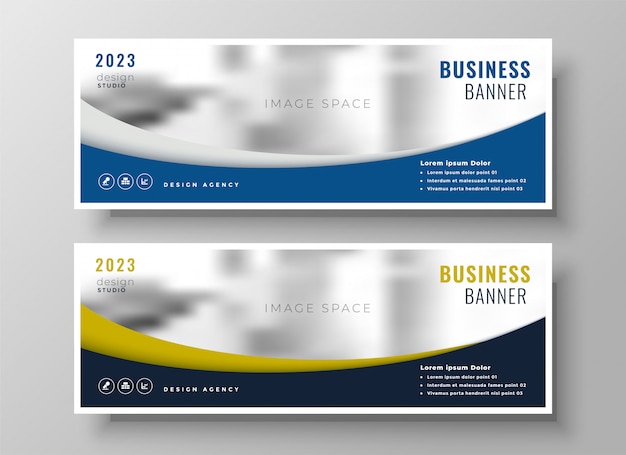 Elegante conjunto ondulado de dos diseño de banner de negocios