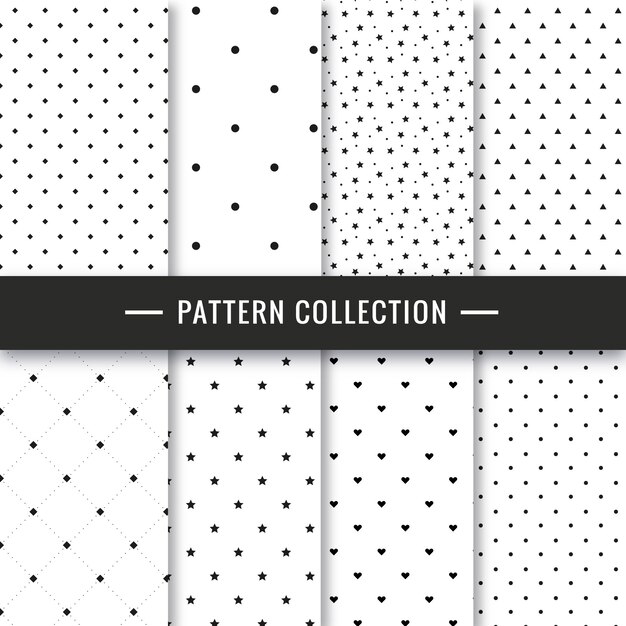 Elegante conjunto de patrones sin fisuras blanco y negro