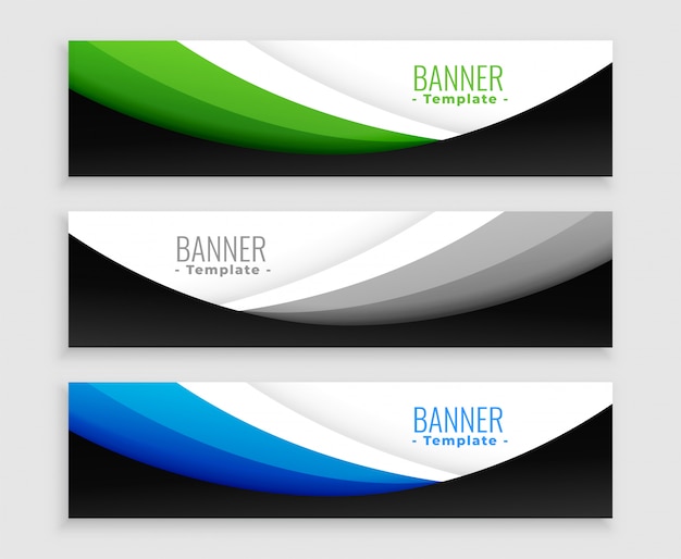 Vector gratuito elegante conjunto de plantilla de banners web ondulado