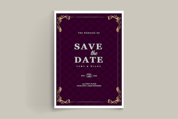 Elegante conjunto de tarjetas de invitación de boda para guardar la fecha