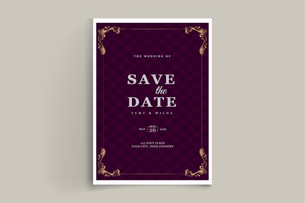 Elegante conjunto de tarjetas de invitación de boda para guardar la fecha